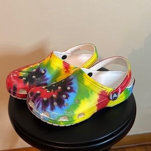 Multi color Crocs. Size men 6 woman 8.